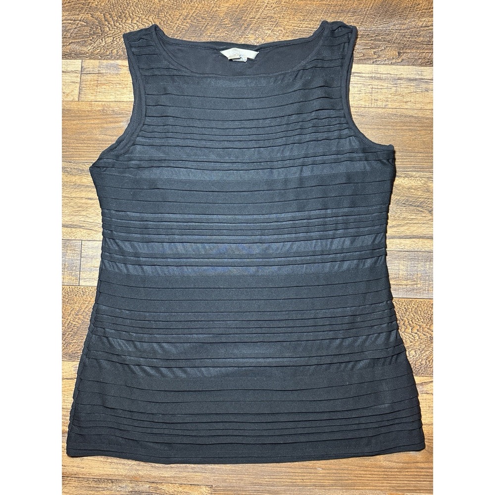 Banana Republic Sz M High Neck Ribbed Black Tank Work Business Top Medium‎ Shirt